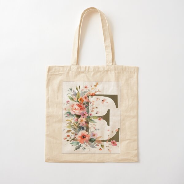WATERCOLOR LETTER E Cotton Tote Bag