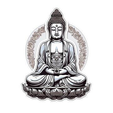 Buddha Black White , Buddhist symbol, home decoration Sticker for