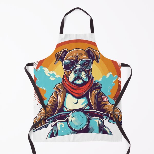Item preview, a boxer dog dressed as a biker is riding a motorcycle designed and sold by ruvida.