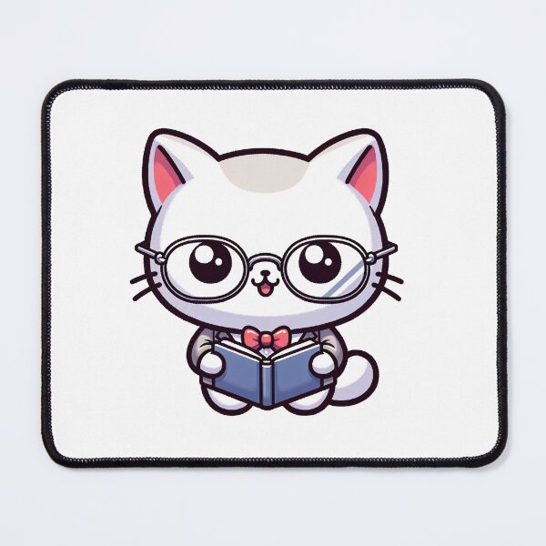 Item preview, Professor Whiskers: Kawaii Cat Reading Aloud with Academic Charm designed and sold by PuffPuffPrint.