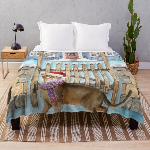 Item preview, Watercolour Abyssinian Cat with Santa Hat and Scarf Christmas designed and sold by HugsAndPrints.
