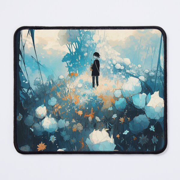 Item preview, "Cyan Dreamscapes"- A small Boy exploring a field of Azure flowers. designed and sold by WhiteWolfe0127.