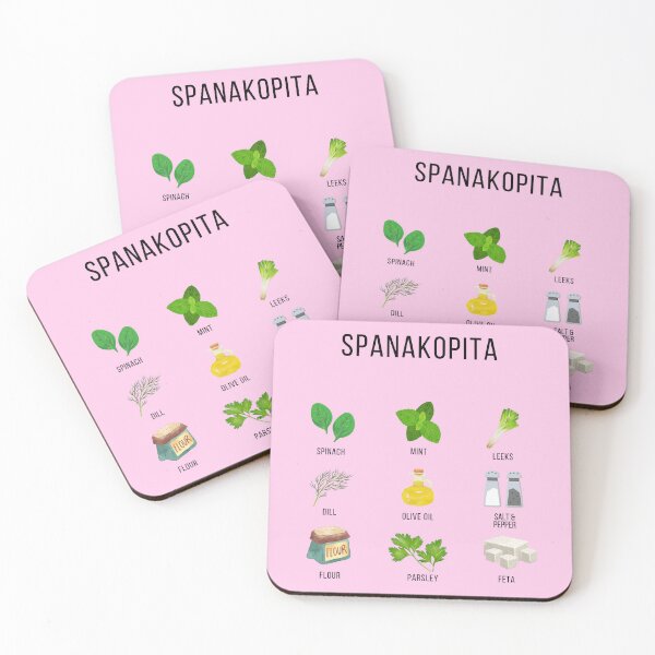 Item preview, Culinary Canvases Spanakopita Ingredients Pink designed and sold by Coastal Garden Design Studio.