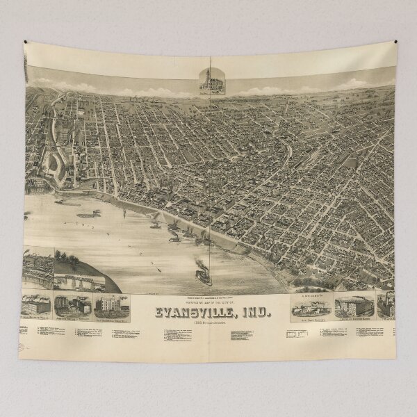 Item preview, Evansville, Indiana (1888) designed and sold by allhistory.