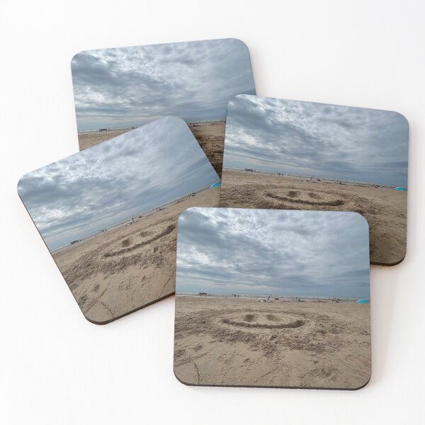 Item preview, Beach makes you happy - smiling face drawn in sand designed and sold by Binas-gallery.