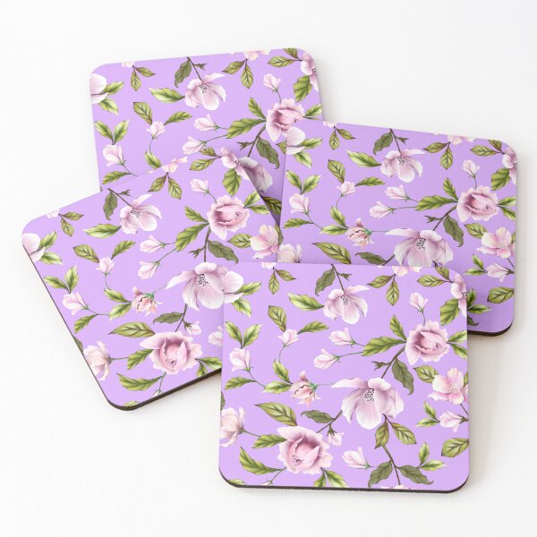 Item preview, Delicate flowers and green leaves on a lilac background, seamless pattern for your decor. designed and sold by PatternsAng23.