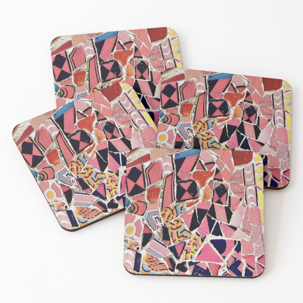 Item preview, Barcelona Park Guell Gaudi mosaic pink and yellow designed and sold by LolioGifts.