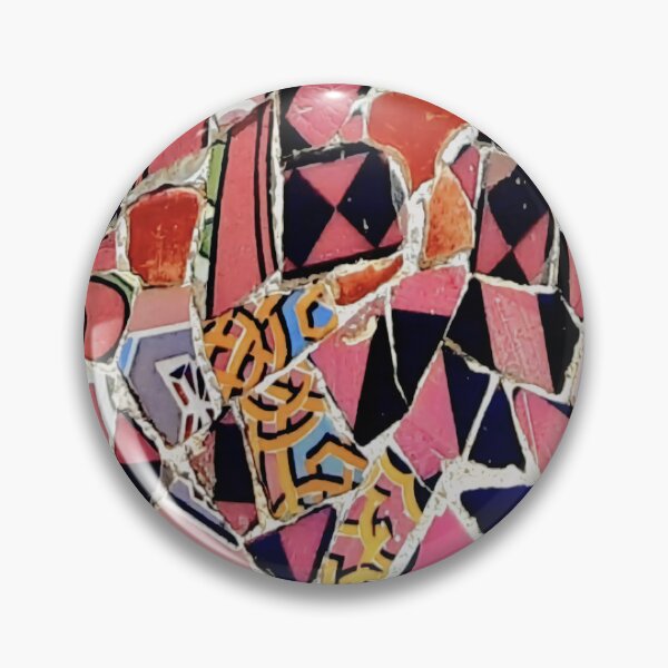 Item preview, Barcelona Park Guell Gaudi mosaic pink and yellow designed and sold by LolioGifts.
