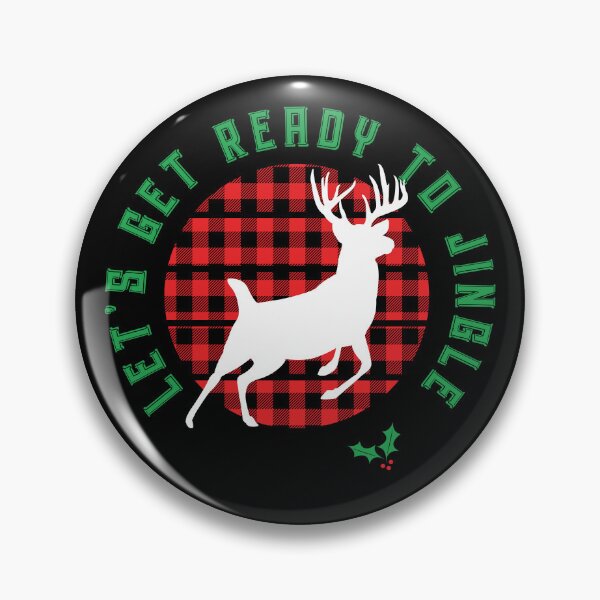 Item preview, "Let's Get Ready to Jingle" Leaping Deer Stag and Buffalo Check designed and sold by LindaCooke.