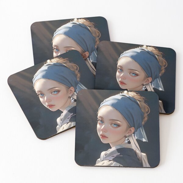 Item preview, anime girl with a pearl earring //  designed and sold by Art by Maria Milenova.
