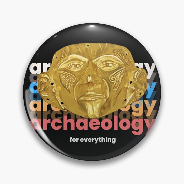 Item preview, Archeology for everything - Original Illustration of Prehispanic Mask in Gold - Archaeological Discovery in Retro Style designed and sold by Carola-art.