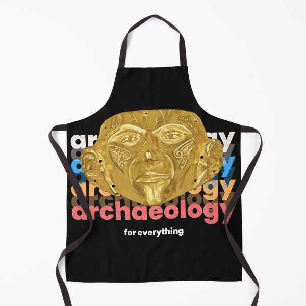 Item preview, Archeology for everything - Original Illustration of Prehispanic Mask in Gold - Archaeological Discovery in Retro Style designed and sold by Carola-art.
