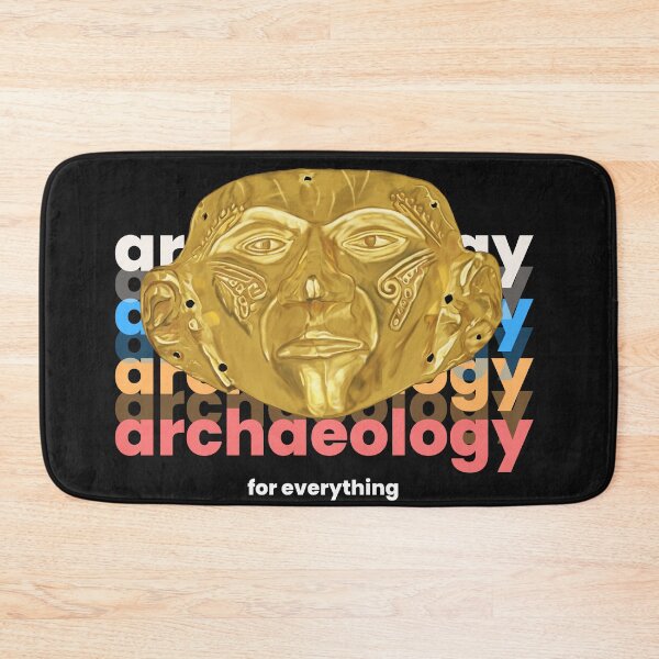 Item preview, Archeology for everything - Original Illustration of Prehispanic Mask in Gold - Archaeological Discovery in Retro Style designed and sold by Carola-art.