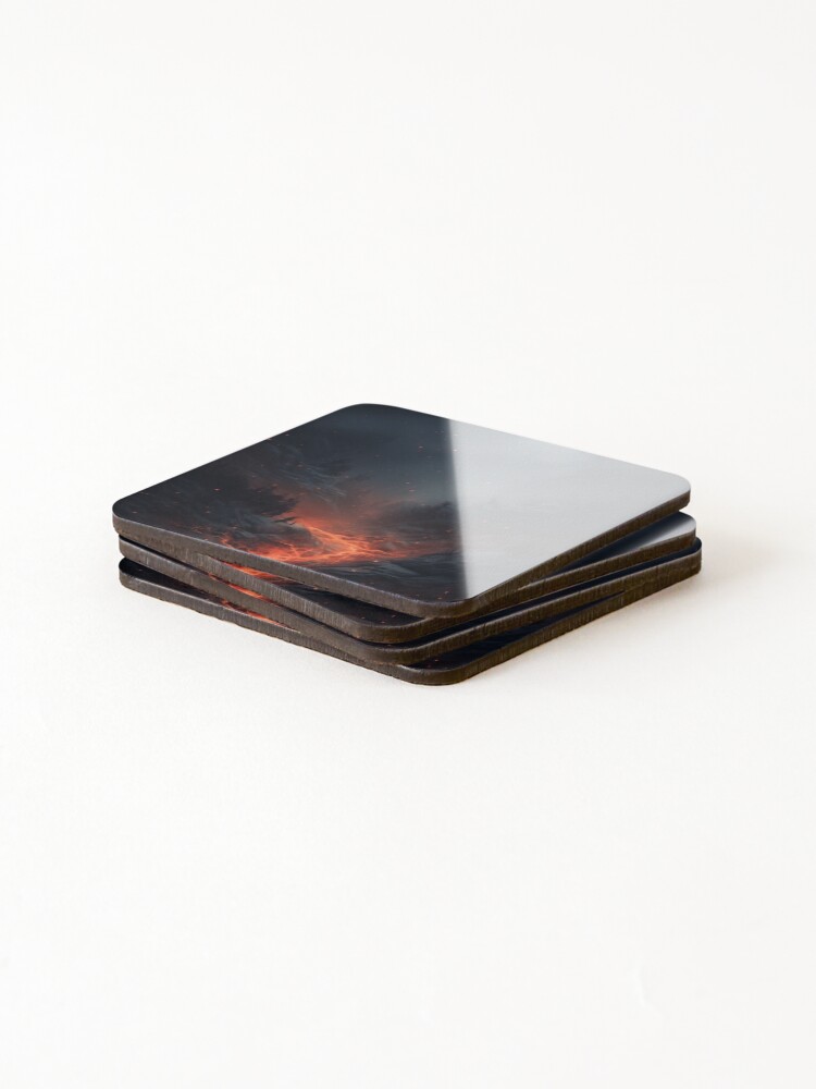 Thumbnail 4 of 5, Coasters (Set of 4), Volcano Fire Between Rocks designed and sold by FireFXStudio.