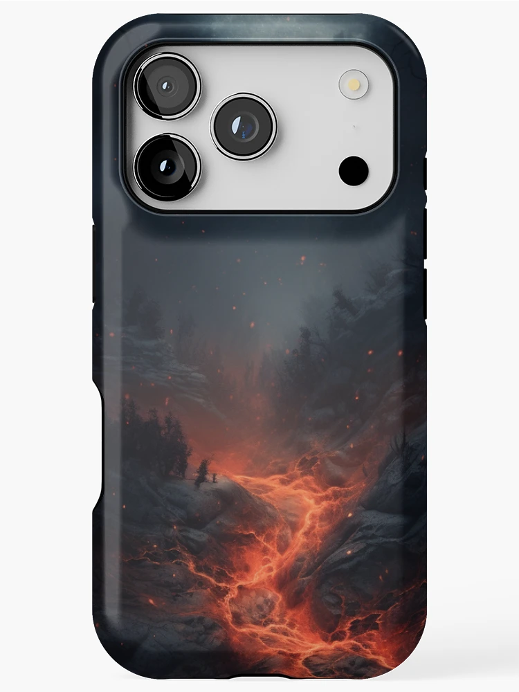 Thumbnail 1 of 4, iPhone Case, Volcano Fire Between Rocks designed and sold by FireFXStudio.