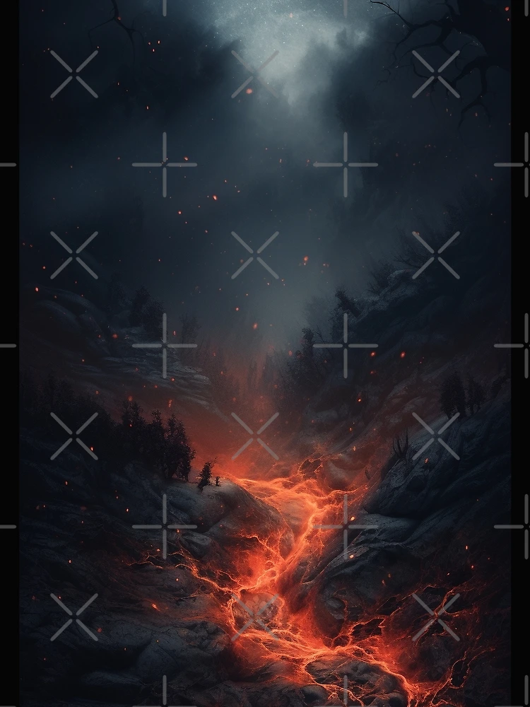 Thumbnail 3 of 3, Scarf, Volcano Fire Between Rocks designed and sold by FireFXStudio.