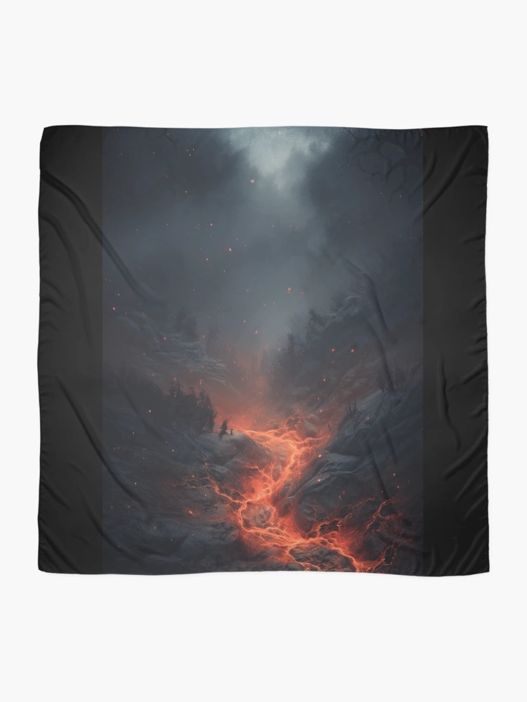 Thumbnail 2 of 3, Scarf, Volcano Fire Between Rocks designed and sold by FireFXStudio.