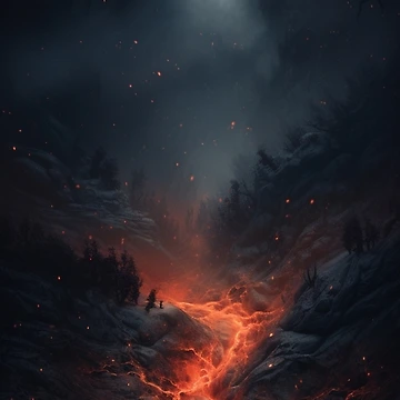 Artwork thumbnail, Volcano Fire Between Rocks  by FireFXStudio