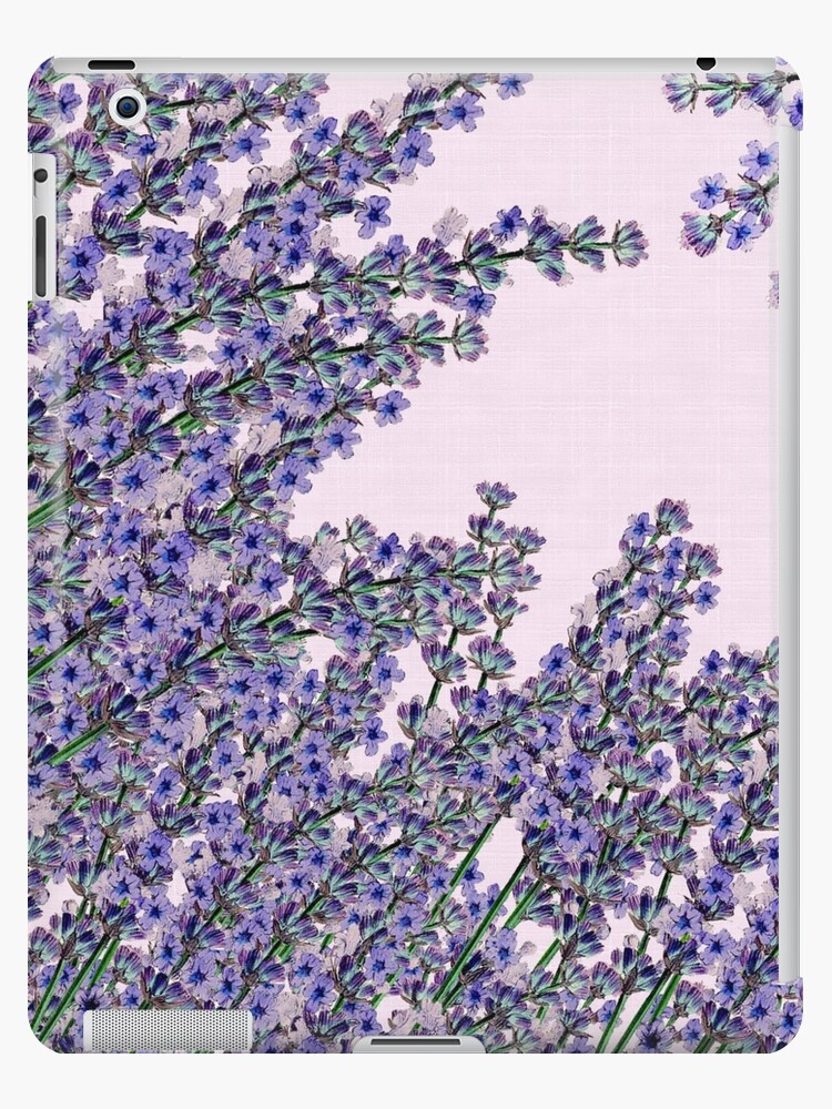 Funda y vinilo para iPad «Patrón de flores de lavanda lindo color lila y  pú diseño floral elegante elegante de lavanda femenina sobre fondo  de textura de color rosa bebé.Obtén este diseño