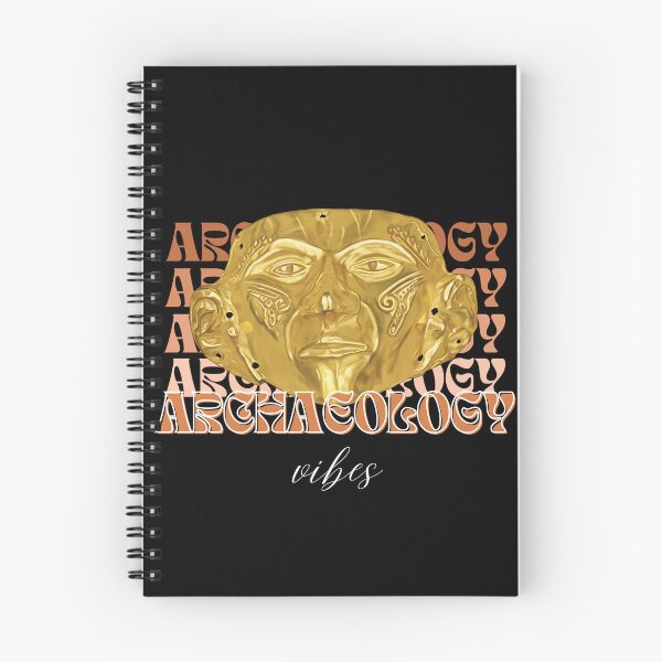 Item preview, Archeology Vibes - Prehispanic Mask Illustration in Gold - Archaeological Discovery in Retro Style designed and sold by Carola-art.