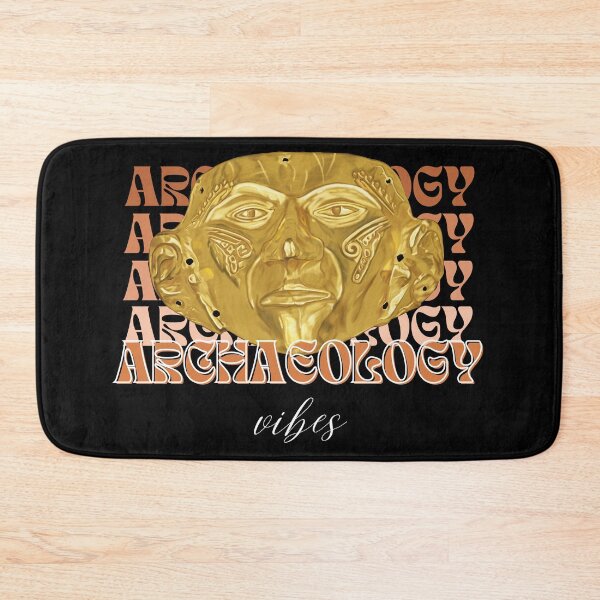 Item preview, Archeology Vibes - Prehispanic Mask Illustration in Gold - Archaeological Discovery in Retro Style designed and sold by Carola-art.