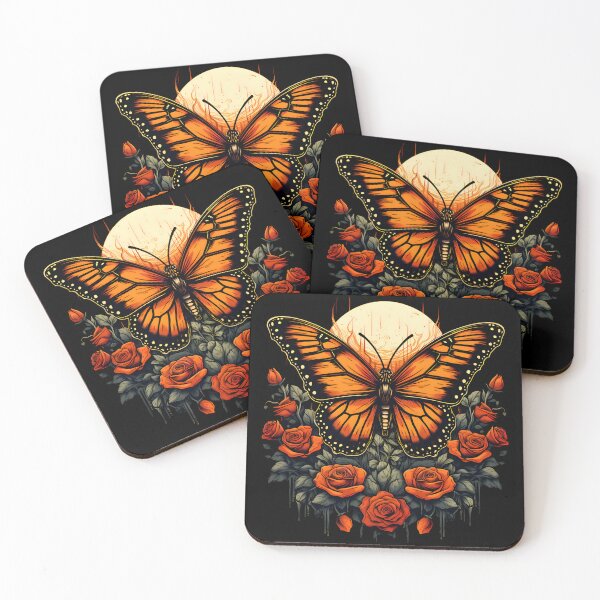 Item preview, Monarch Butterfly and Red Roses Dia de los Muertos designed and sold by InkedBeasts.