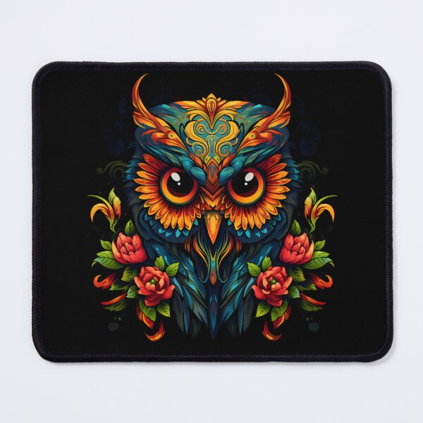 Item preview, Owl in Dia de los Muertos Style with Colorful Flowers designed and sold by InkedBeasts.