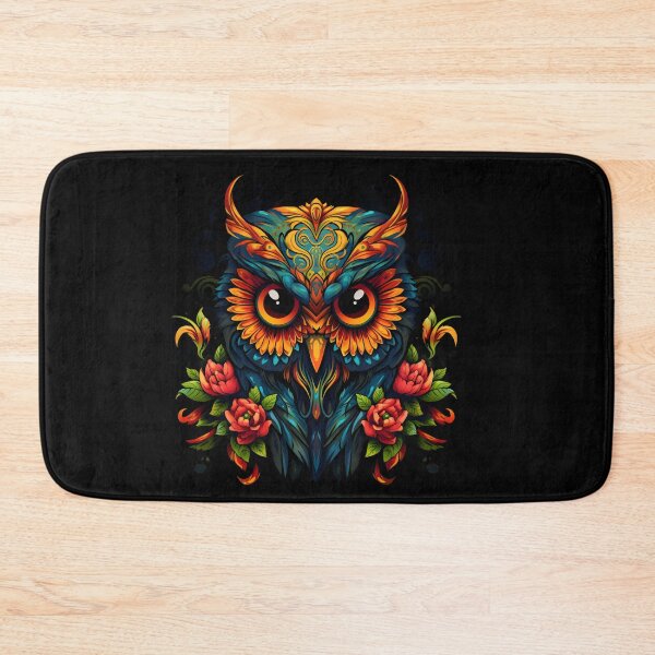 Item preview, Owl in Dia de los Muertos Style with Colorful Flowers designed and sold by InkedBeasts.