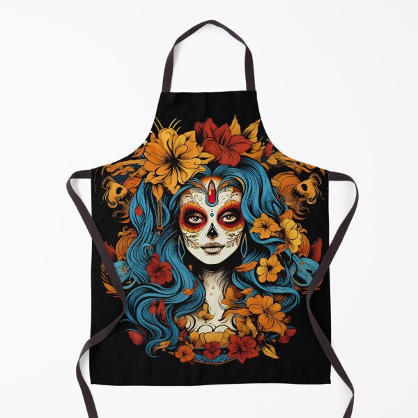 Item preview, Señorita with Turquoise Hair and Vibrant Flowers designed and sold by InkedBeasts.