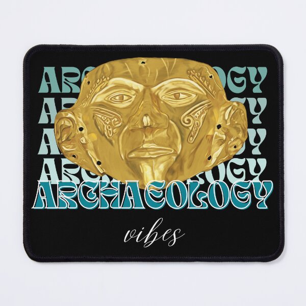 Item preview, Archeology Vibes - Prehispanic Mask Illustration in Gold - Archaeological Discovery in Retro Style designed and sold by Carola-art.