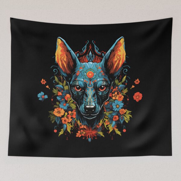 Item preview, Xoloitzcuintli Surrounded by Vibrant Flowers designed and sold by InkedBeasts.