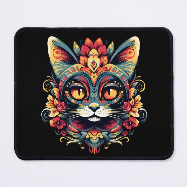 Item preview, Catrina Cat in Steel Blue and Soft Yellow Eyes designed and sold by InkedBeasts.