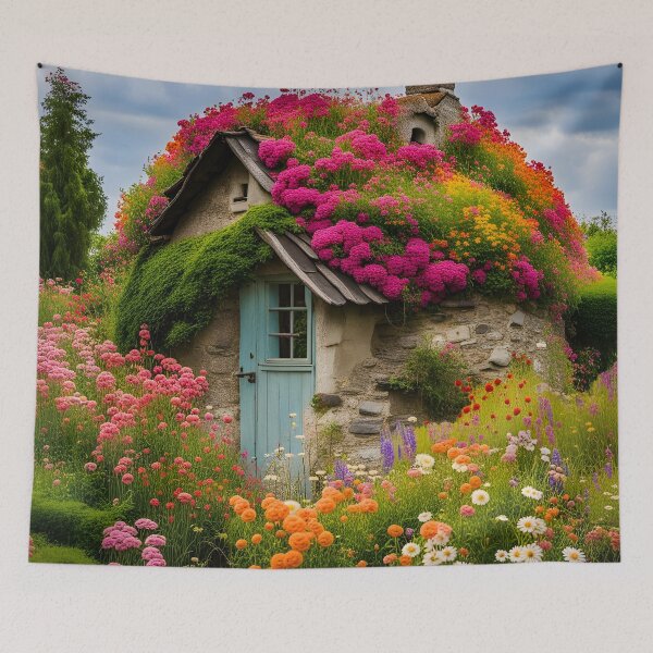 Item preview, Old Cottage Beautiful And Eccentric Surrounded By Flowers designed and sold by Glimmersmith.