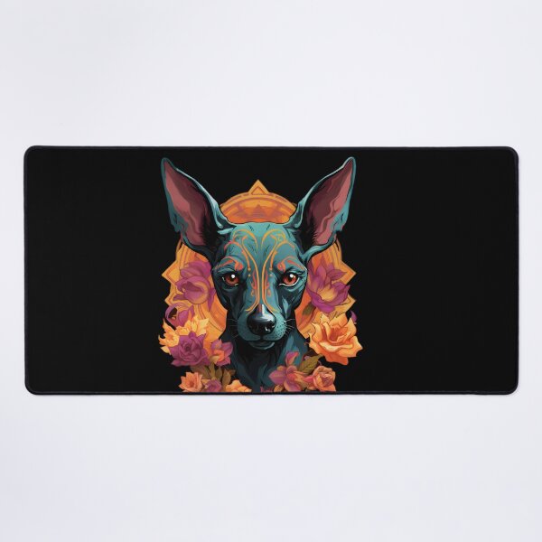 Item preview, Xoloitzcuintli with Cool Blues and Intense Reds designed and sold by InkedBeasts.