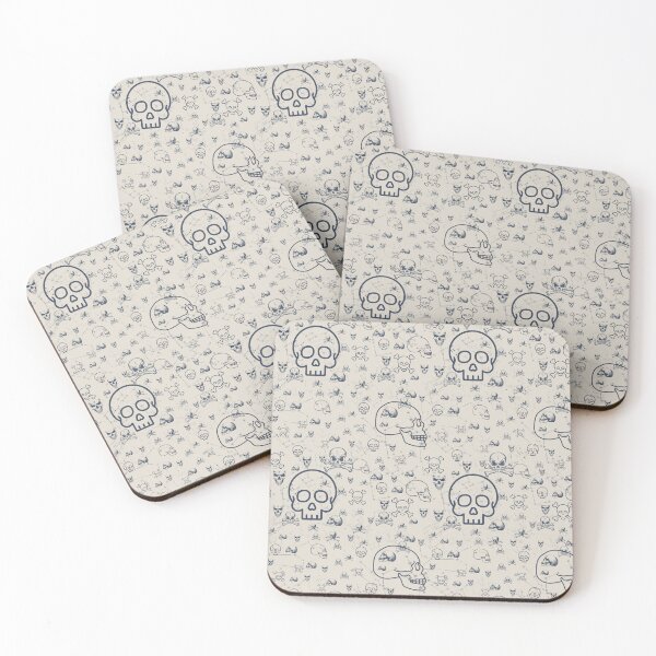 Item preview, Assorted Skulls: Halloween Macabre Pattern Gray designed and sold by ara-designs.