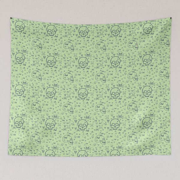 Item preview, Assorted Skulls: Halloween Macabre Pattern Light Green designed and sold by ara-designs.