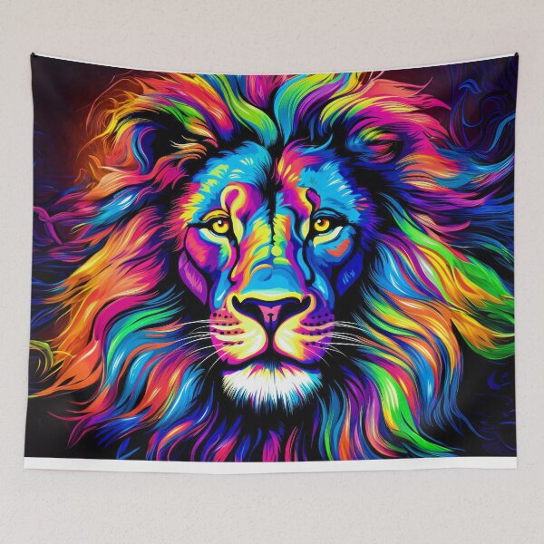 Item preview, Bright Color Lion with Colorful Hair designed and sold by MagicColorPrint.