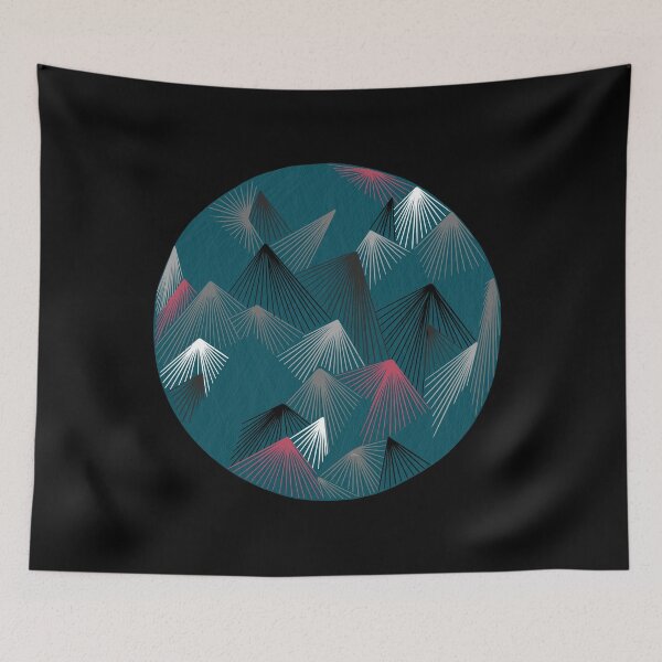 Item preview, Round abstract / mountains (blue round/black background) designed and sold by MentaLee.