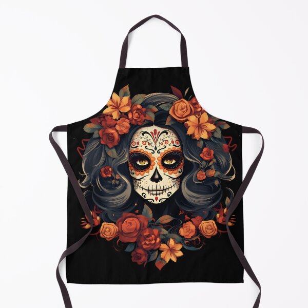 Item preview, Señorita with Striking Dia de los Muertos Makeup - Vibrant Surroundings designed and sold by InkedBeasts.