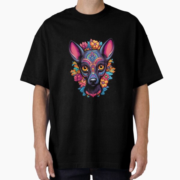 Vista previa del artículo con la obra «Cachorro Xoloitzcuintli al estilo del Día de los Muertos: atrevido y vibrante», diseñado y vendido por InkedBeasts.