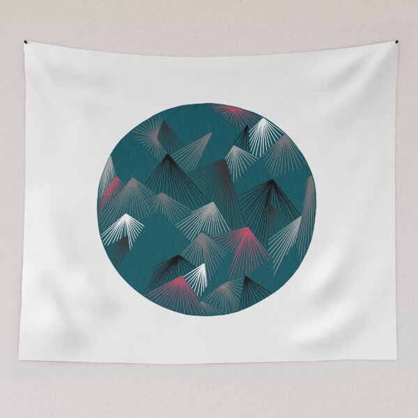 Item preview, Round abstract / mountains (blue round/white background) designed and sold by MentaLee.