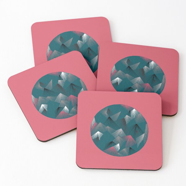 Item preview, Round abstract / mountains (blue round/pink background) designed and sold by MentaLee.