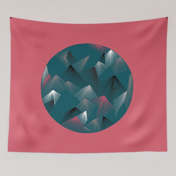 Item preview, Round abstract / mountains (blue round/pink background) designed and sold by MentaLee.