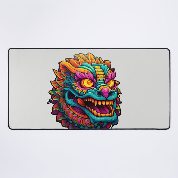 Item preview, Quetzalcoatl Glancing in Dia de los Muertos Style - Vibrant Contrast designed and sold by InkedBeasts.