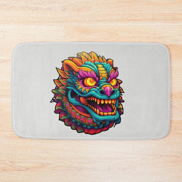 Item preview, Quetzalcoatl Glancing in Dia de los Muertos Style - Vibrant Contrast designed and sold by InkedBeasts.