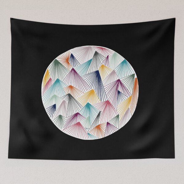 Item preview, Round abstract / mountains (white round/black background) designed and sold by MentaLee.