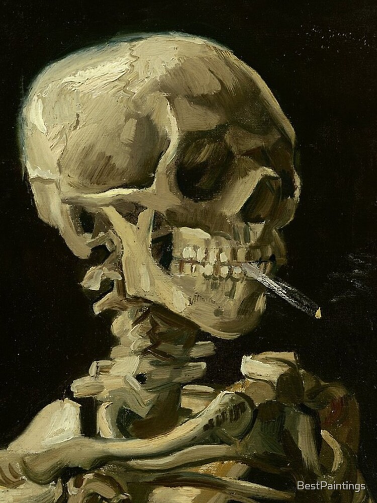 Disover Skull of a Skeleton with Burning Cigarette - Van Gogh iPhone Case