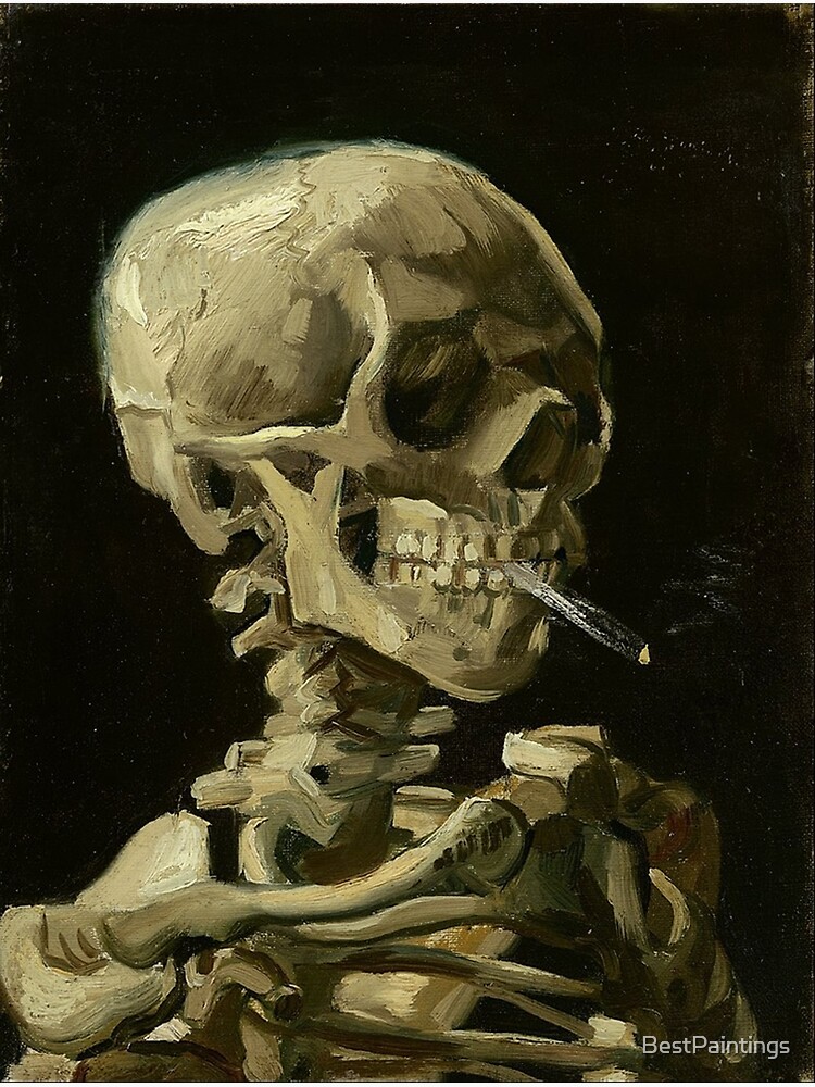 Disover Skull of a Skeleton with Burning Cigarette - Van Gogh | Canvas Print