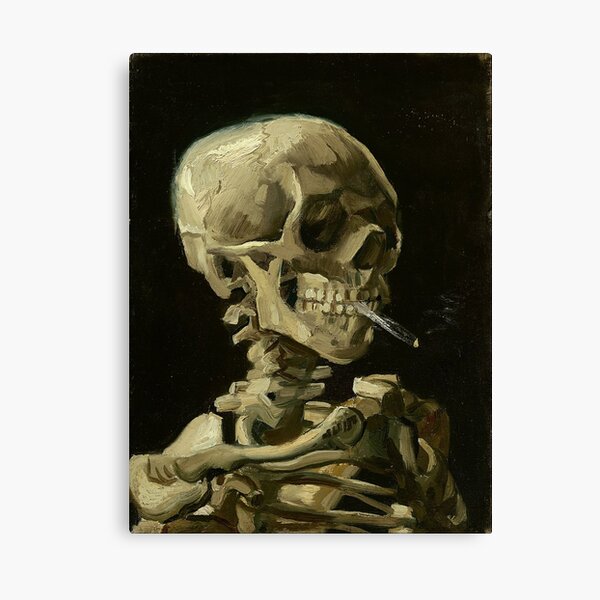 Discover Skull of a Skeleton with Burning Cigarette - Van Gogh | Canvas Print