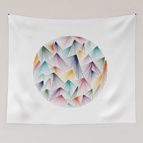 Item preview, Round abstract / mountains (white round/white background) designed and sold by MentaLee.